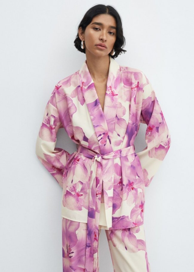 Mango Caftán estampado floral - Blanco roto