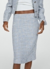 Mango Falda midi tweed - Azul celeste