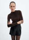 Mango Camiseta lúrex cuello perkins - Cobre