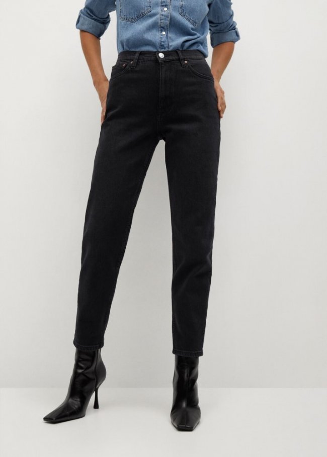Mango Jeans Mom-fit - Denim negro