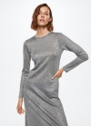 Mango Vestido largo canalé - Gris claro vigoré