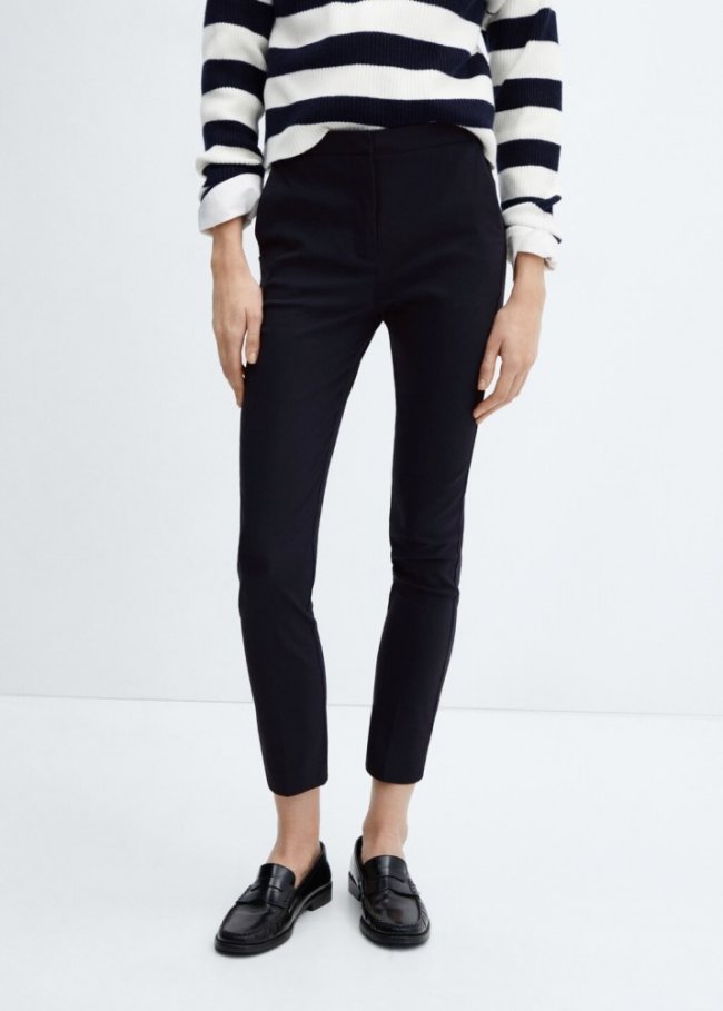Mango Pantalón skinny crop - Azul marino oscuro