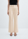 Mango Pantalón pinzas cinturón - Blanco roto