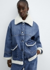 Mango Chaqueta borreguito oversize - Azul oscuro