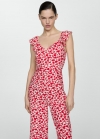 Mango Mono largo estampado floral - Rojo