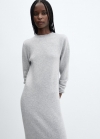 Mango Vestido punto cuello perkins - Gris claro vigoré