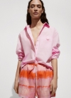Mango Camisa algodón botón decorativo - Rosa pastel