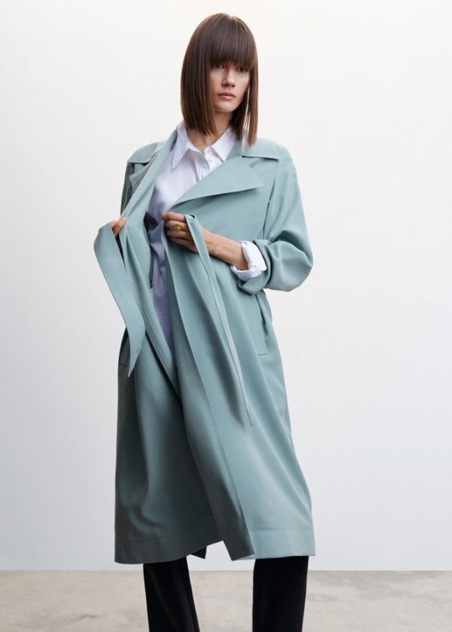 Mango Trench fluido solapas - Azul