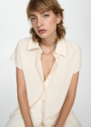 Mango Camisa lyocell manga corta - Crudo