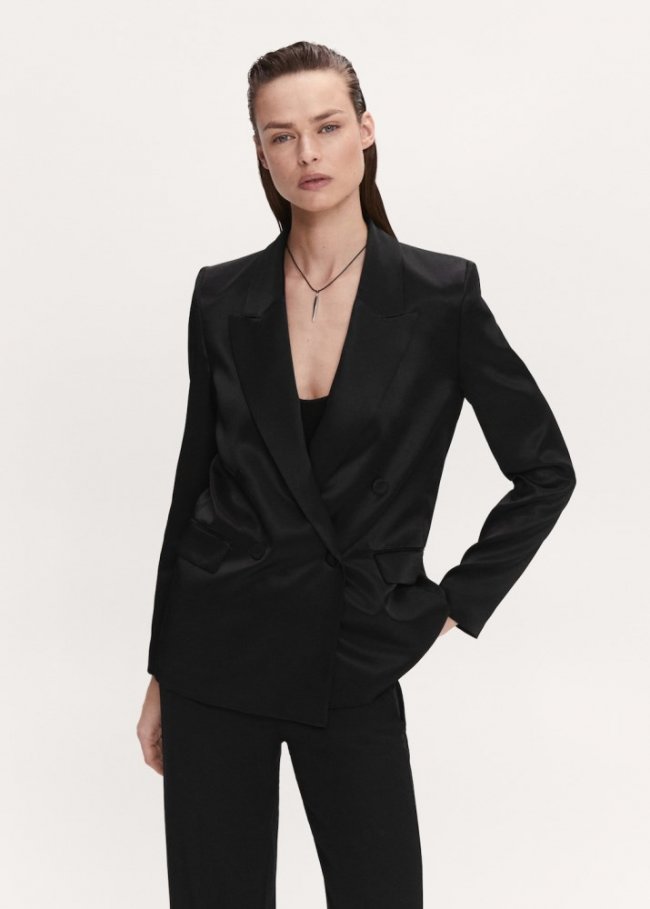 Mango Americana traje satinada - Negro