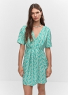 Mango Vestido corto cruzado estampado - Turquesa