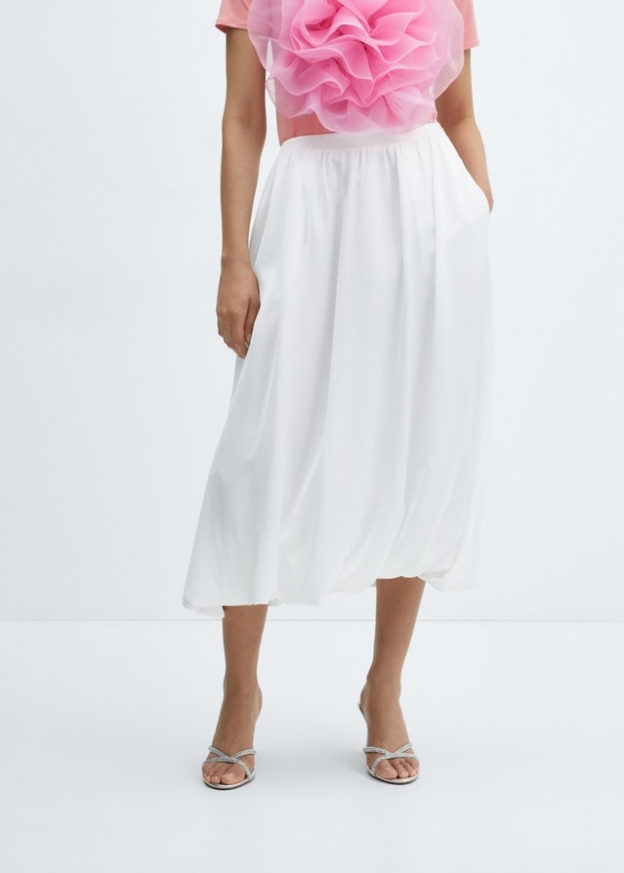 Mango Falda midi evasé - Blanco