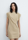 Mango Vestido punto manga vuelta - Beige