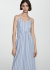 Mango Vestido rayas abertura espalda - Azul celeste