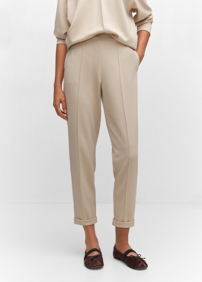 Mango Pantalón jogger costuras - Beige