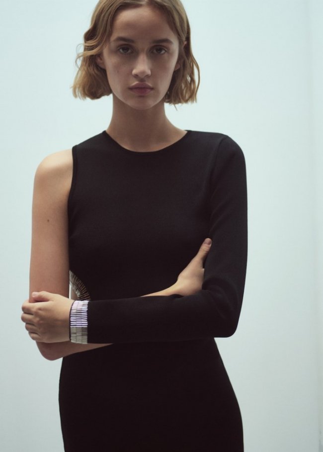 Mango Vestido asimétrico abertura lateral - Negro