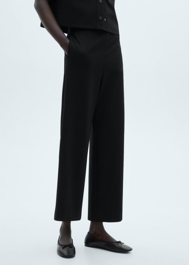 Mango Pantalón culotte punto - Negro