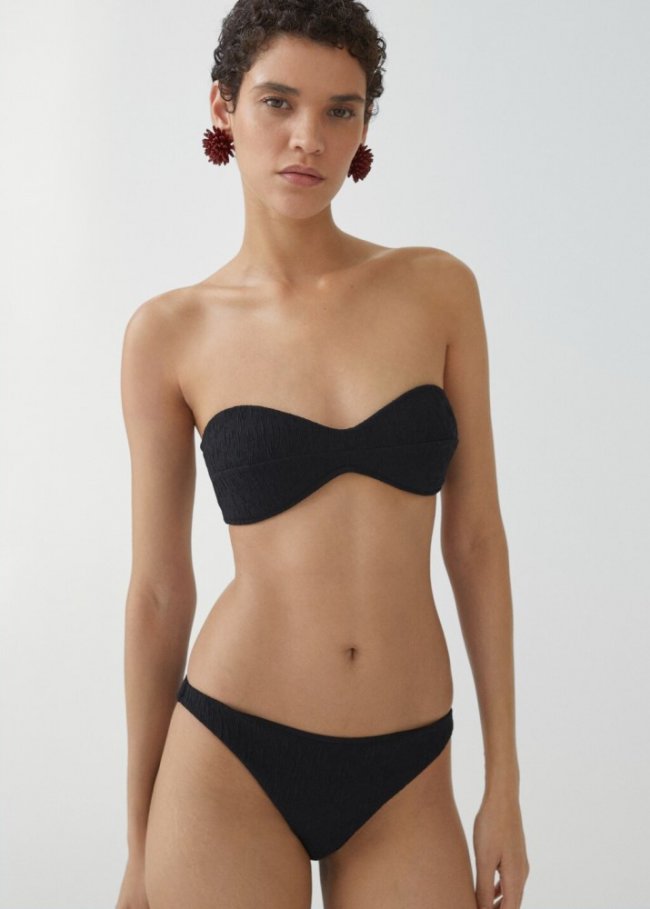 Mango Braguita bikini clásica textura - Negro