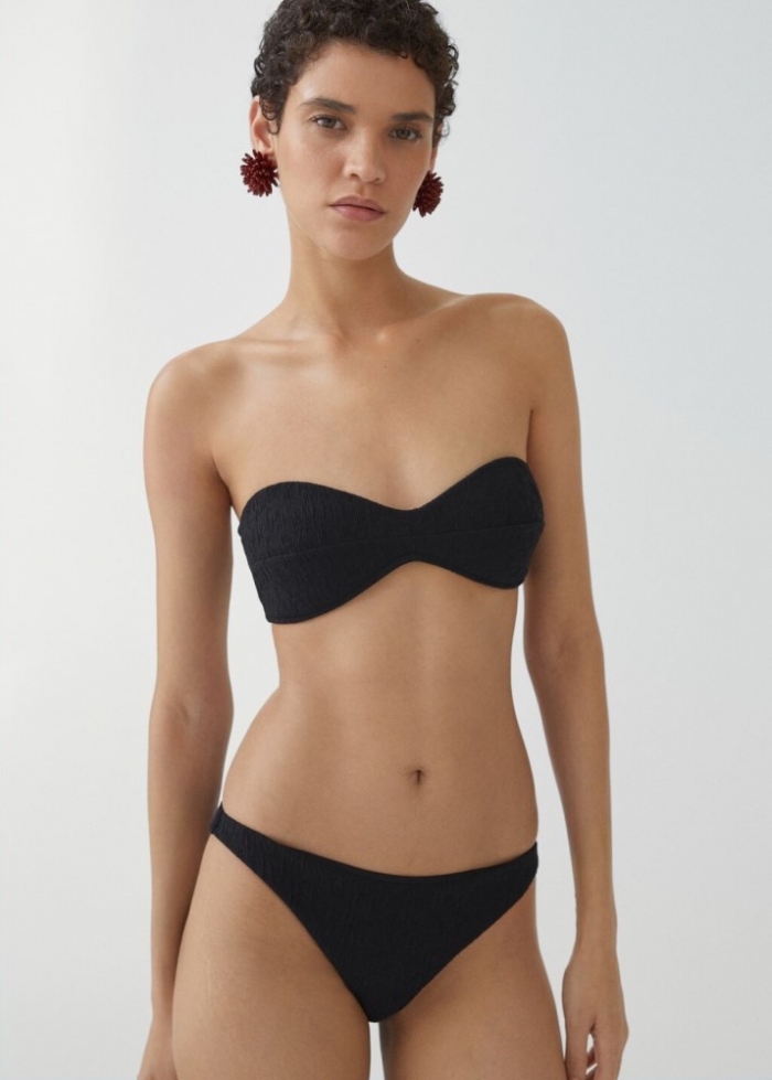 Mango Braguita bikini clásica textura - Negro