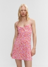 Mango Vestido estampado corto - Rosa