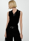 Mango Top punto cuello polo - Negro
