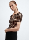 Mango Jersey rayas cuello polo - Marrón medio