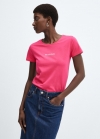 Mango Camiseta algodón logo - Fucsia