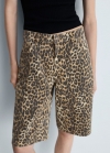 Mango Bermudas tiro alto leopardo - Marrón