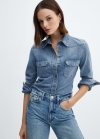 Mango Camisa vaquera bolsillos - Azul medio