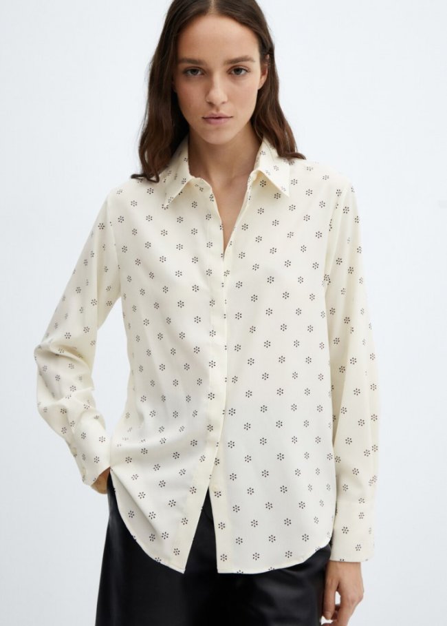 Mango Camisa fluida regular - Vainilla