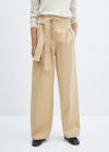 Mango Pantalón paperbag cinturón - Beige