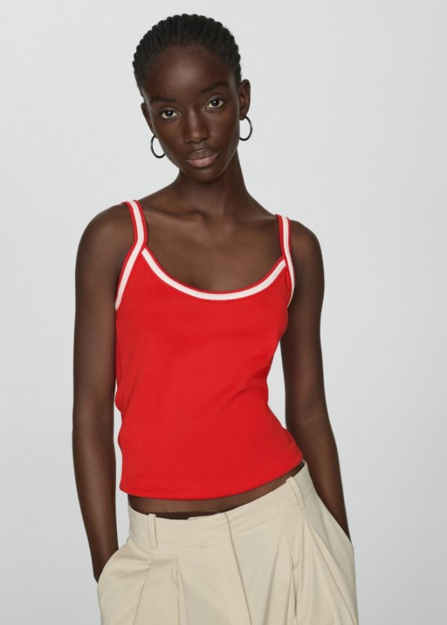 Mango Top punto tirantes combinado - Rojo