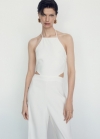 Mango Mono halter aberturas - Blanco roto