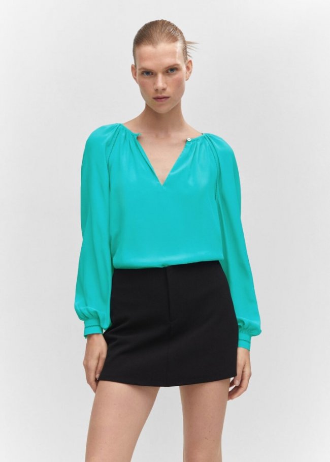 Mango Blusa manga raglán - Turquesa
