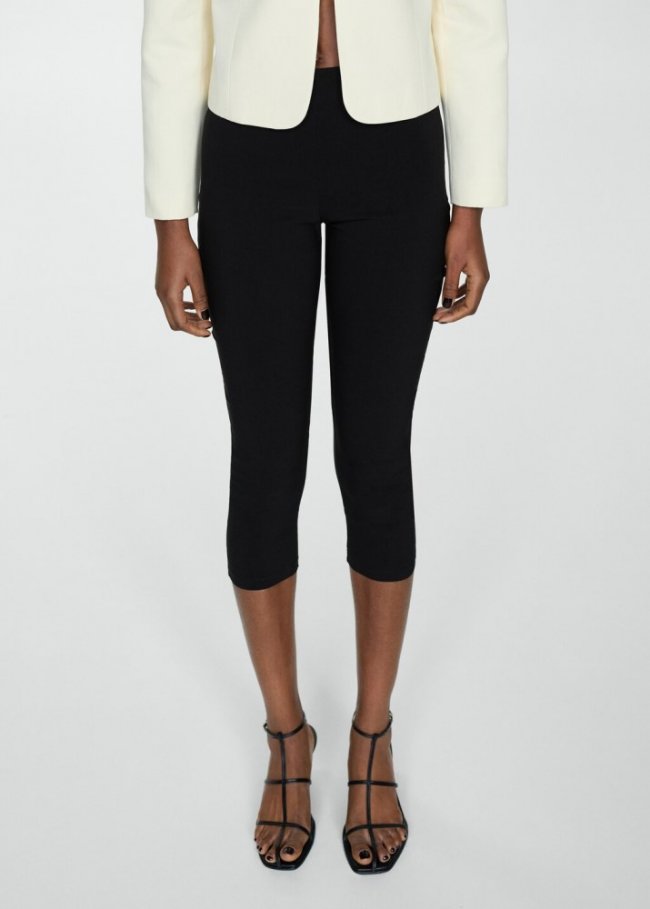 Mango Leggings capri cremallera - Negro