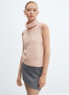 Mango Top punto cuello vuelto - Rosa pastel
