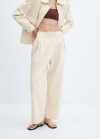 Mango Pantalón pinzas cruzado - Blanco roto