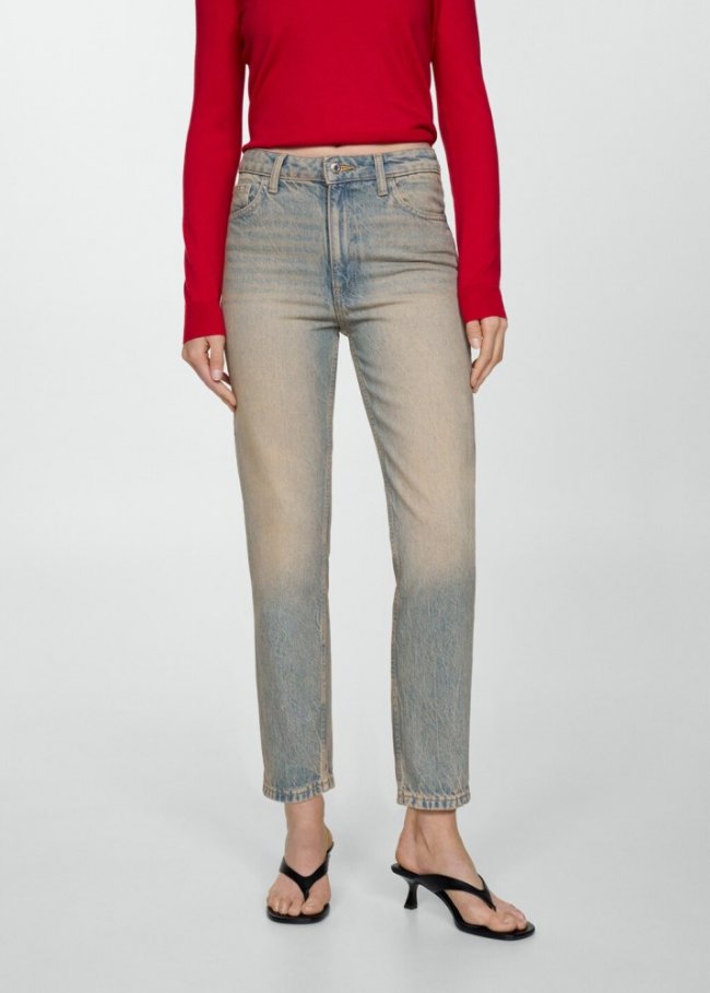 Mango Jeans Mom2000 mom tiro alto - Azul medio vintage