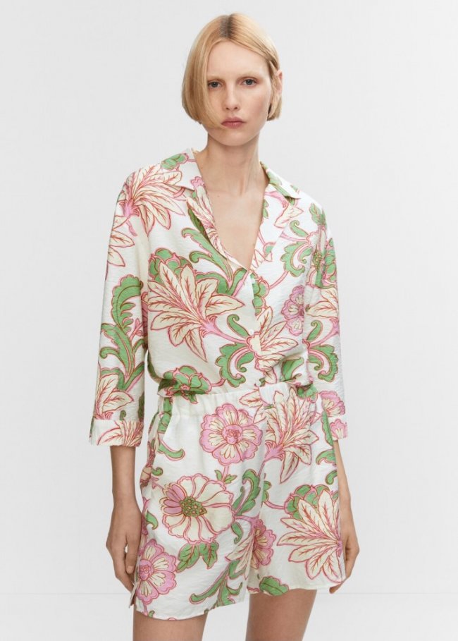Mango Shorts estampado floral - Rosa palo