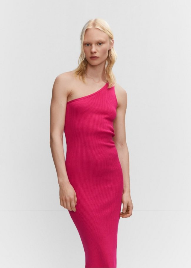 Mango Vestido asimétrico abertura - Fucsia