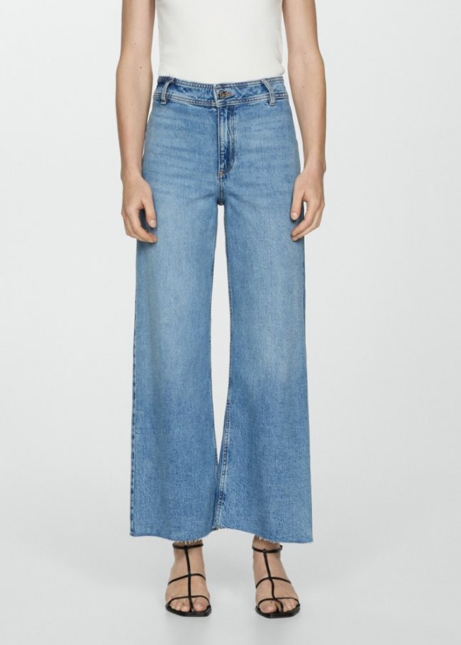 Mango Jeans Catherin culotte tiro alto - Azul medio