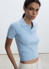 Mango Camiseta cuello polo - Azul celeste