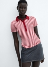 Mango Polo rayas manga corta - Rosa