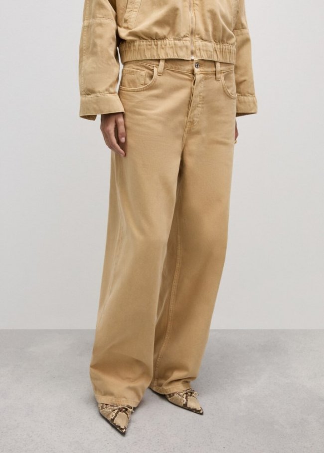 Mango Jeans wideleg loose tiro bajo - Marrón medio