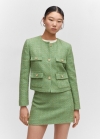 Mango Minifalda tweed - Verde pastel