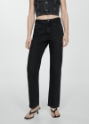 Mango Jeans rectos tiro medio - Denim negro