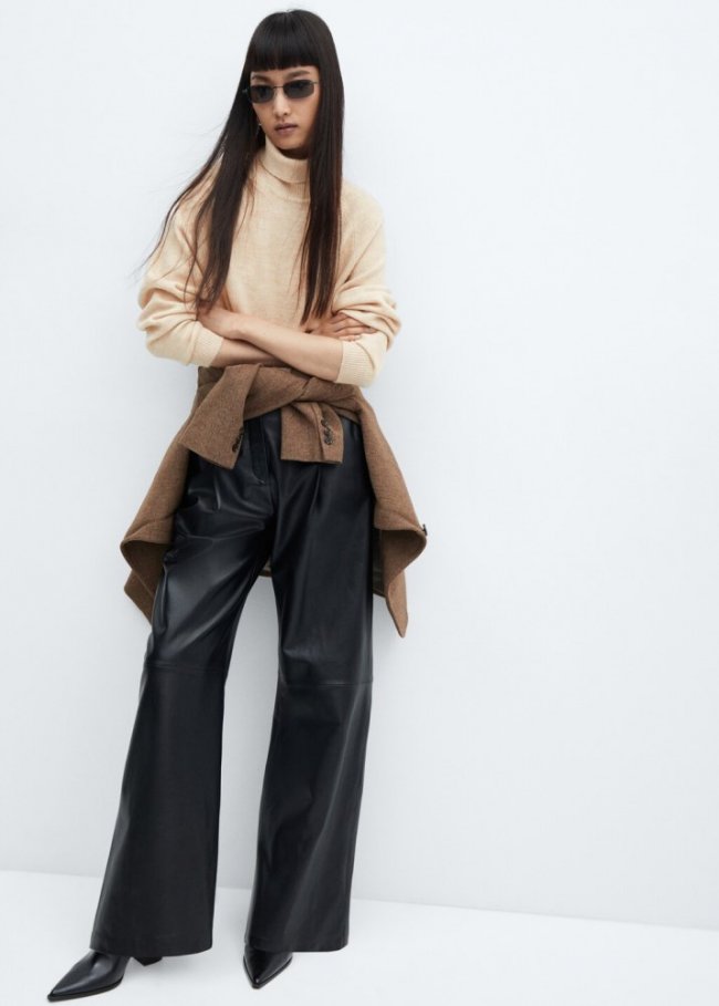 Mango Jersey punto cuello vuelto - Beige