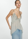 Mango Top volantes abalorios - Gris