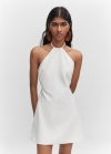 Mango Vestido halter detalle metálico - Blanco