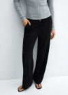 Mango Pantalón wideleg cintura elástica - Negro